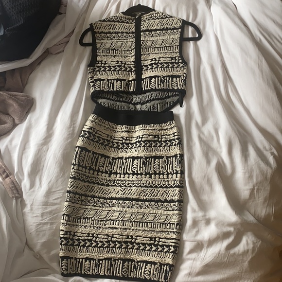 Ronny Kobo Leasha Cut Out Knit Dress Black/Ivory - Picture 4 of 6